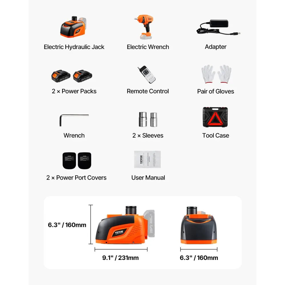 TY-01LEJ - 5 Ton Electric Car Jack Kit with Remote & LED Light