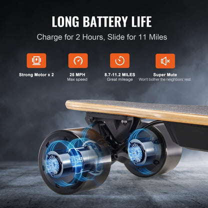 SYL06 - VEVOR Electric Longboard 25 mph, 11.2 Mile Range, 17 lbs