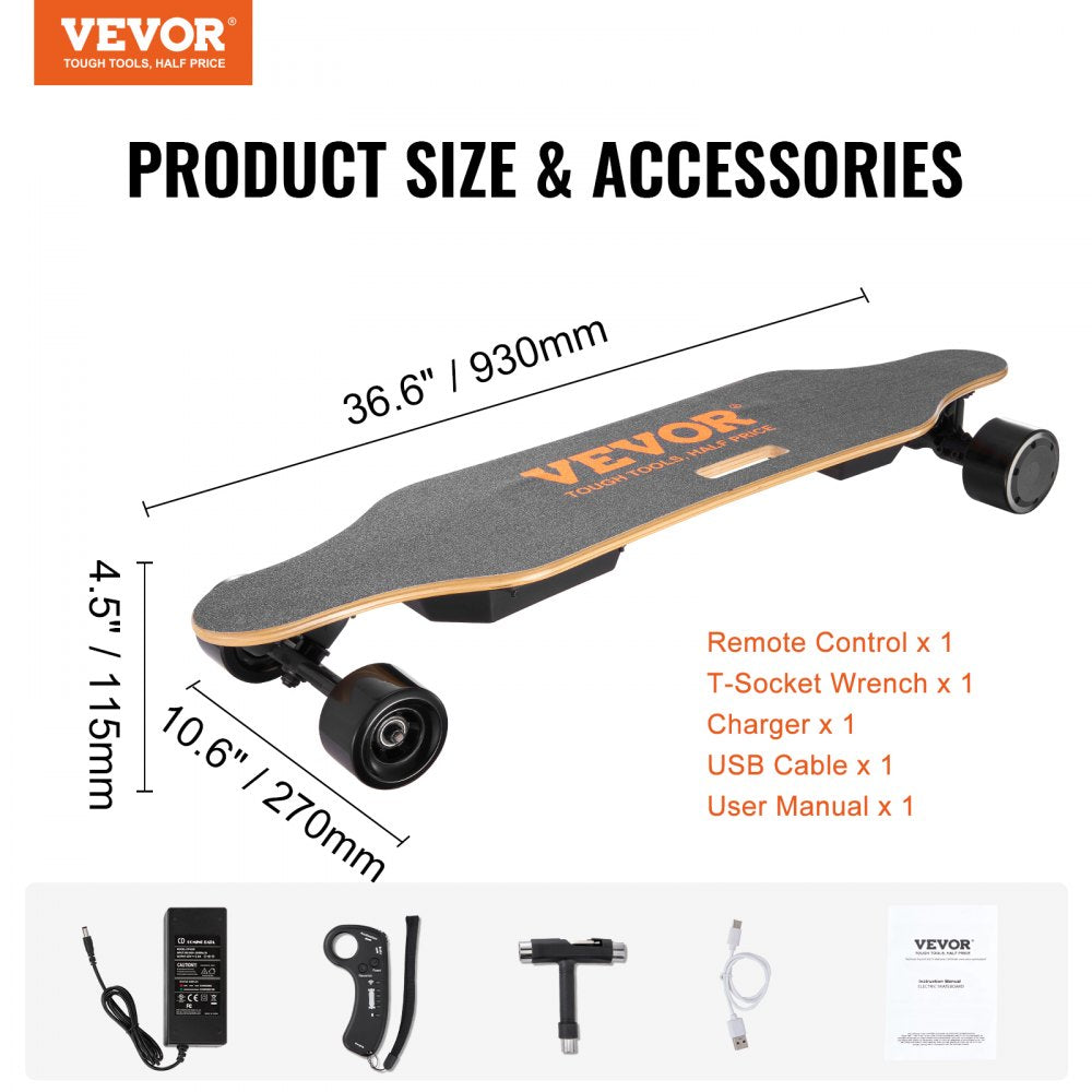 SYL06 - VEVOR Electric Longboard 25 mph, 11.2 Mile Range, 17 lbs