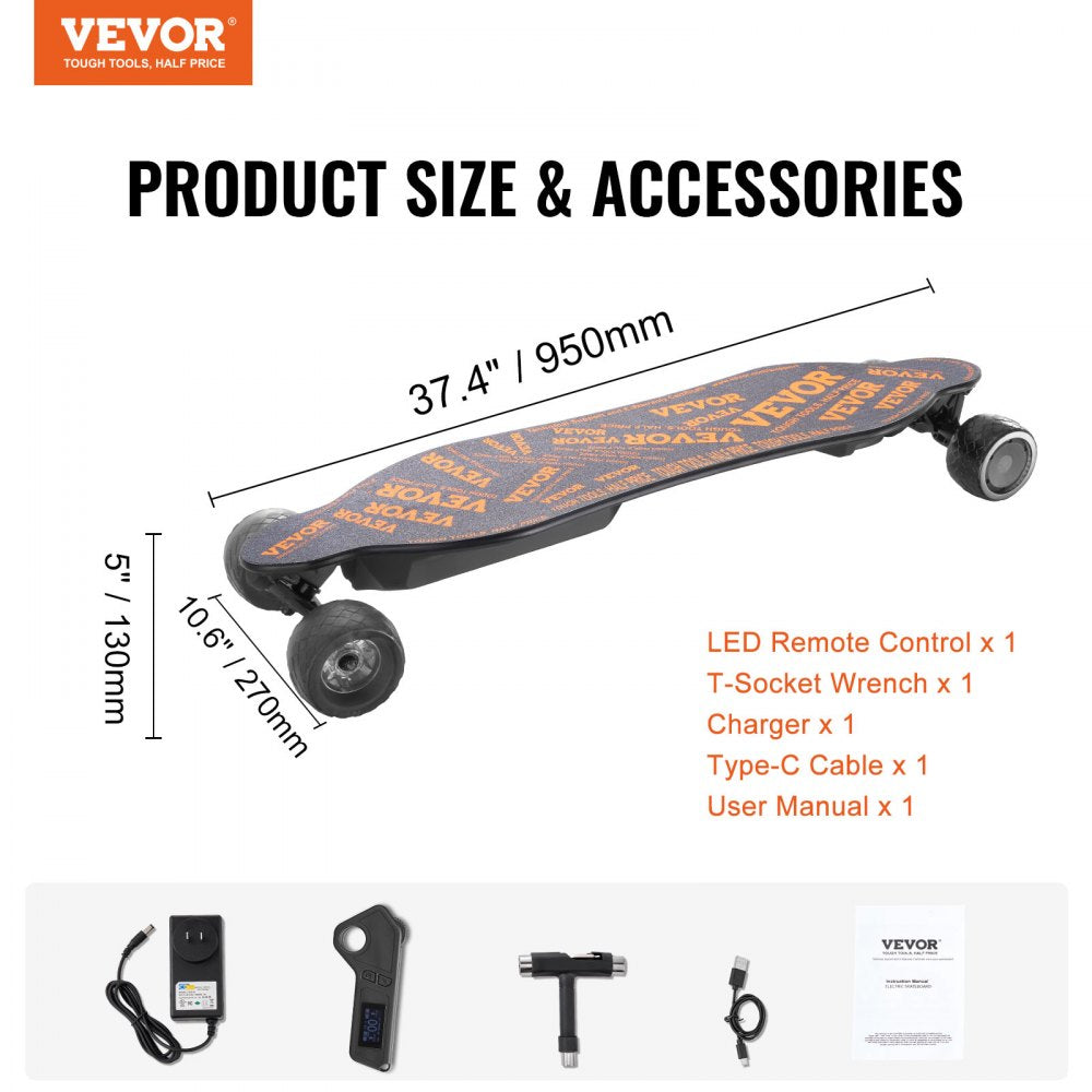 SYL-10B - VEVOR Electric Longboard, 25 mph Speed, 21.7 Mile Range