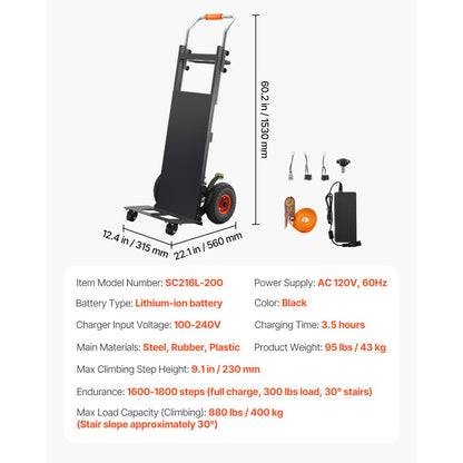 SC216L-200 - 880lbs Electric Stair Climber with Dual-Speed and Sturdy Wheels