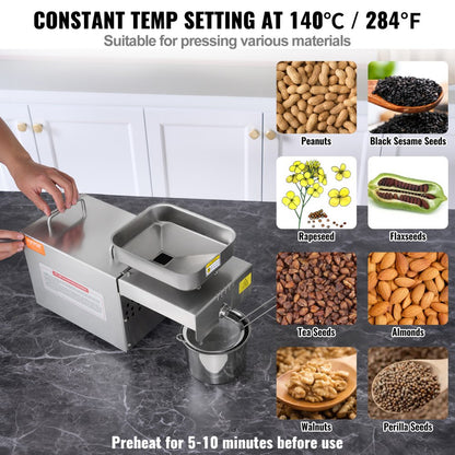 KYL-380 - 700W Stainless Steel Electric Oil Press for Home & Commercial Use