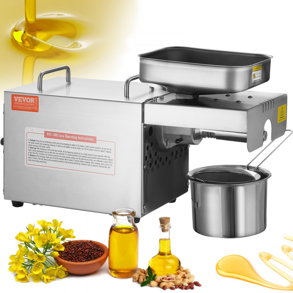 KYL-380 - 700W Stainless Steel Electric Oil Press for Home & Commercial Use