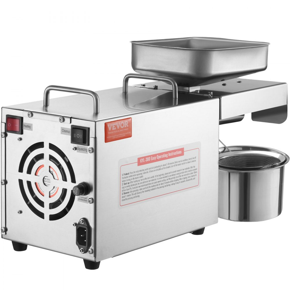 KYL-380 - 700W Stainless Steel Electric Oil Press for Home & Commercial Use
