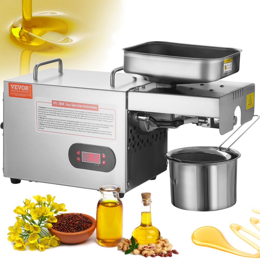 KYL-380K - 850W Stainless Steel Electric Oil Press with Temperature Control