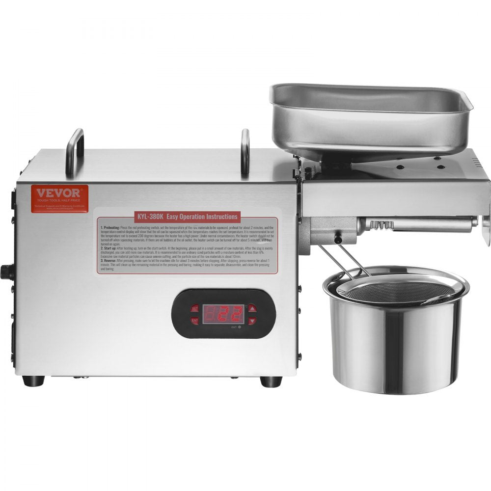 KYL-380K - 850W Stainless Steel Electric Oil Press with Temperature Control