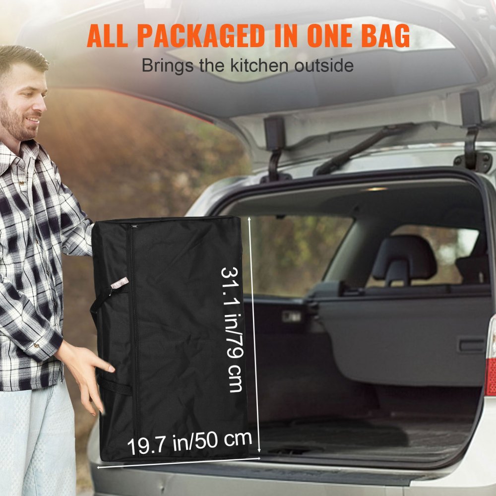 010498658121 - Lightweight Aluminum Camping Table with Wind Protection and Storage