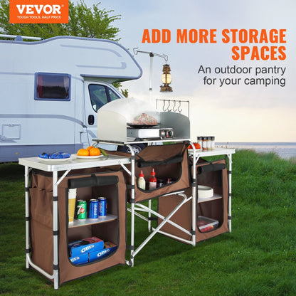 010401722161 - VEVOR  Outdoor Camping Table with Storage & Quick Setup