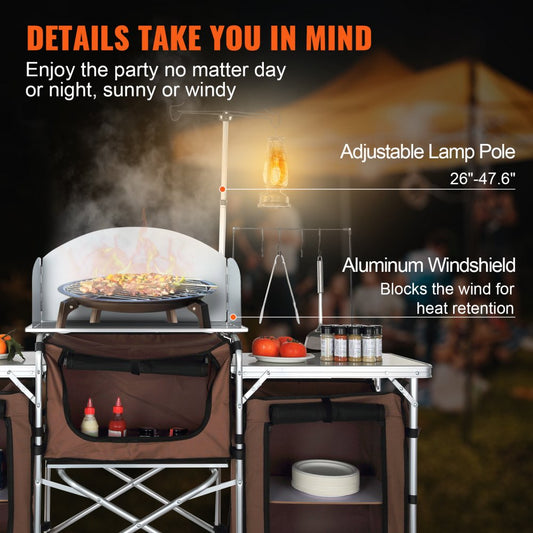 010401722161 - VEVOR  Outdoor Camping Table with Storage & Quick Setup
