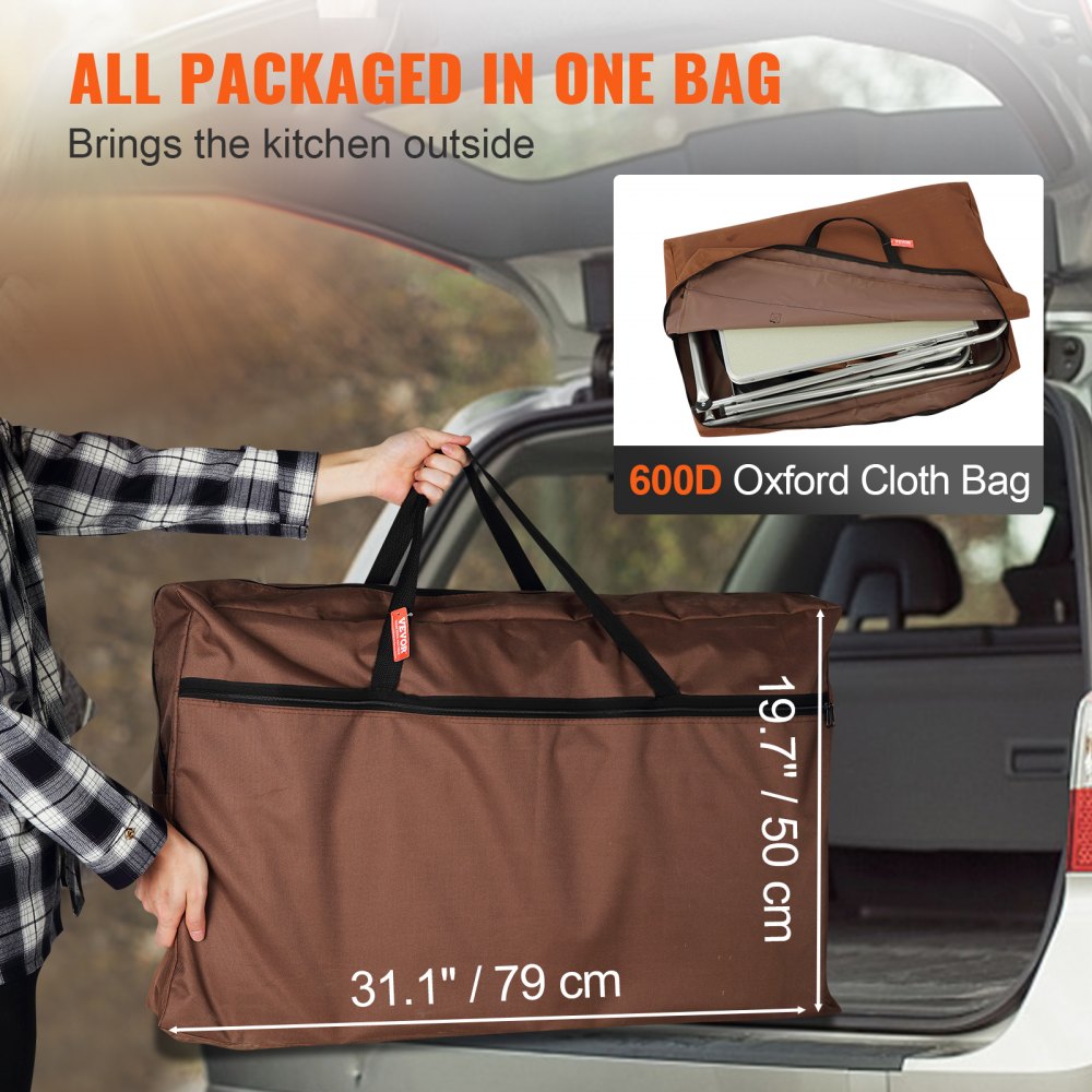 010401722161 - VEVOR  Outdoor Camping Table with Storage & Quick Setup