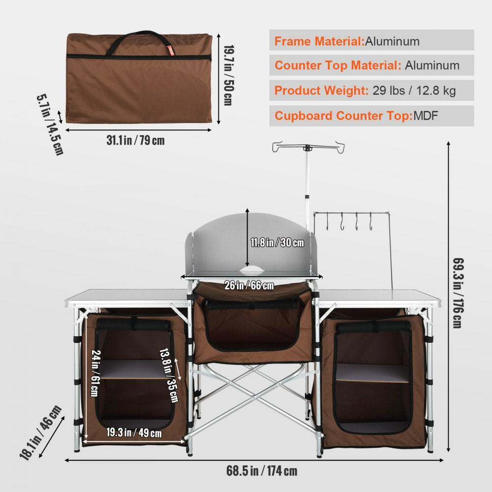 010401722161 - VEVOR  Outdoor Camping Table with Storage & Quick Setup