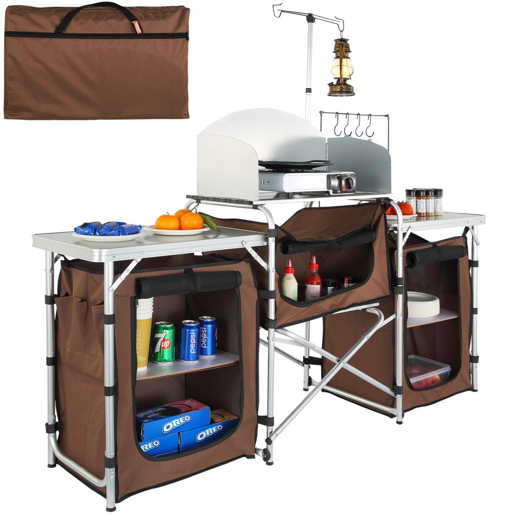 010401722161 - VEVOR  Outdoor Camping Table with Storage & Quick Setup