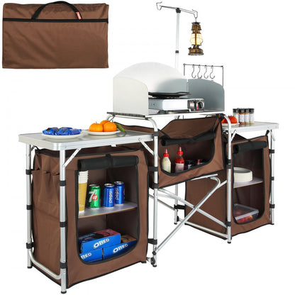 010401722161 - VEVOR  Outdoor Camping Table with Storage & Quick Setup