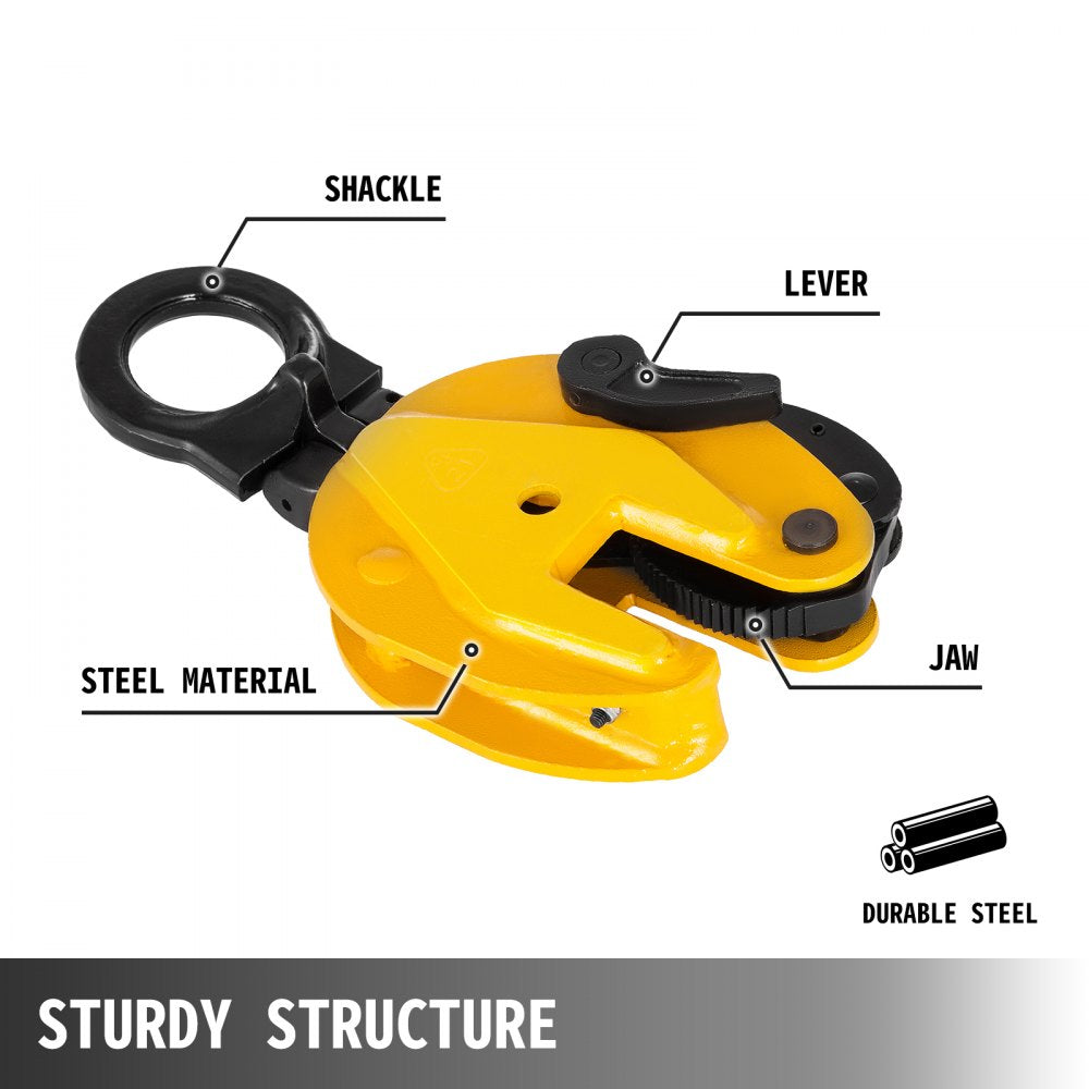 CD2 - 4400lbs Alloy Steel Vertical Plate Lifting Clamp with 180° Range