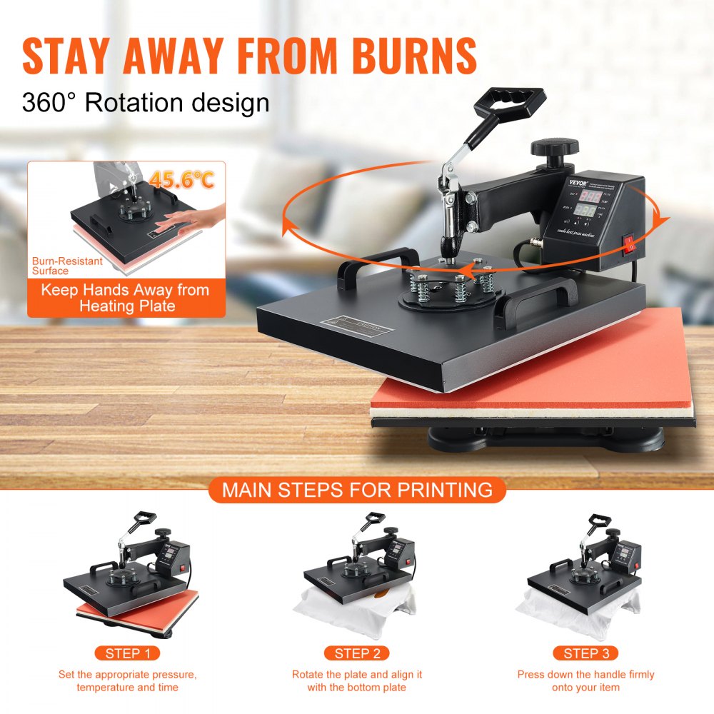 TLM38388 - VEVOR 15x15in Heat Press for T-Shirts & Mugs