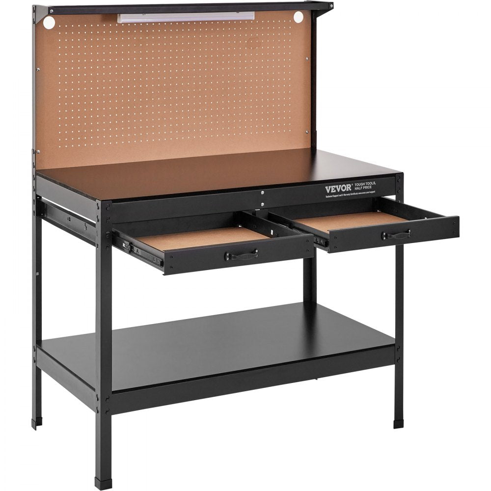 JL-WB05-3 - VEVOR 220lbs Pegboard Workbench with LED Lighting & Storage Drawers