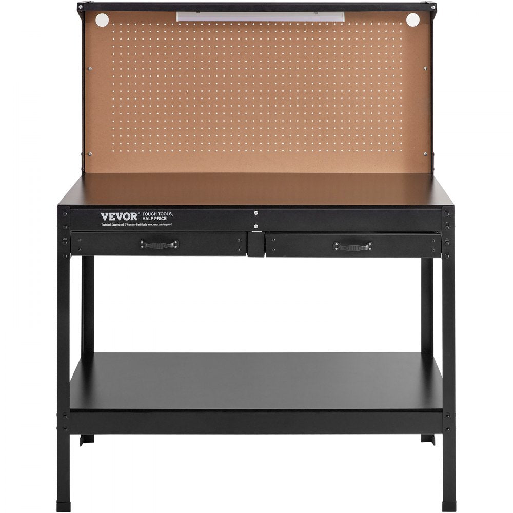 JL-WB05-3 - VEVOR 220lbs Pegboard Workbench with LED Lighting & Storage Drawers