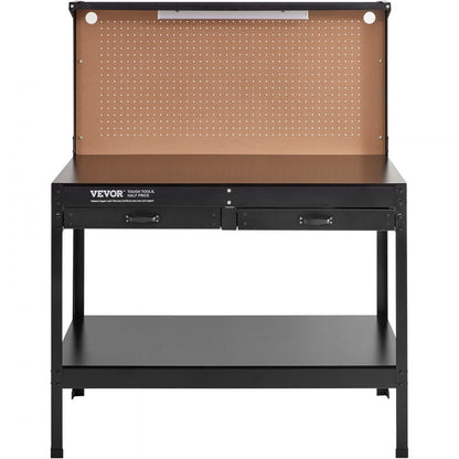 JL-WB05-3 - VEVOR 220lbs Pegboard Workbench with LED Lighting & Storage Drawers