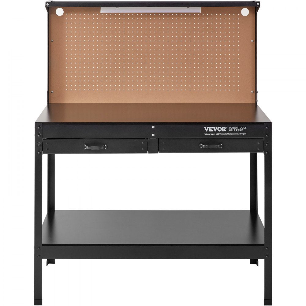 JL-WB05-3 - VEVOR 220lbs Pegboard Workbench with LED Lighting & Storage Drawers
