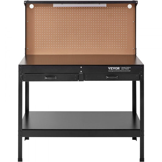 JL-WB05-3 - VEVOR 220lbs Pegboard Workbench with LED Lighting & Storage Drawers