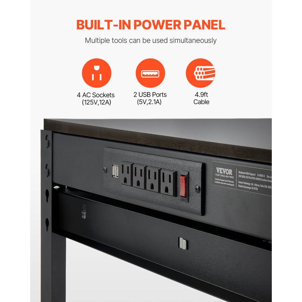 JL-WB05-3 - 47.2" Heavy-Duty Workbench with LED Light & 6 Power Outlets