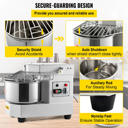 BDM8 - 8L Stainless Steel Commercial Food Mixer with Timer & Dual Rotation