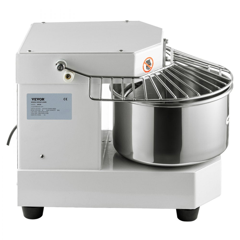 BDM8 - 8L Stainless Steel Commercial Food Mixer with Timer & Dual Rotation