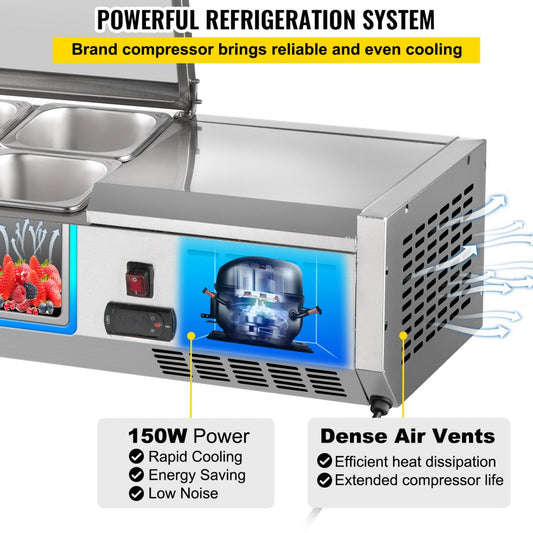 VRX1000/380LID - 40-Inch Refrigerated Prep Station for Condiments & Ingredients