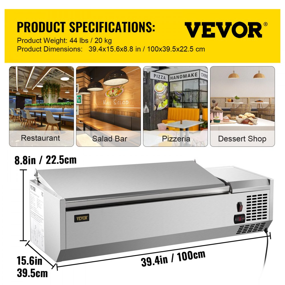 VRX1000/380LID - 40-Inch Refrigerated Prep Station for Condiments & Ingredients