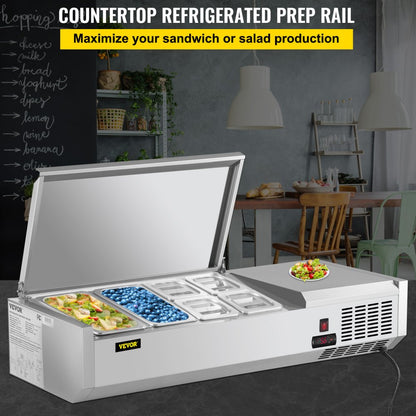 VRX1200/380LID - 48-Inch Commercial Refrigerated Prep Station with LED Display