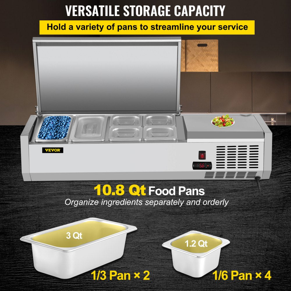 VRX1200/380LID - 48-Inch Commercial Refrigerated Prep Station with LED Display