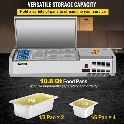 VRX1200/380LID - 48-Inch Commercial Refrigerated Prep Station with LED Display