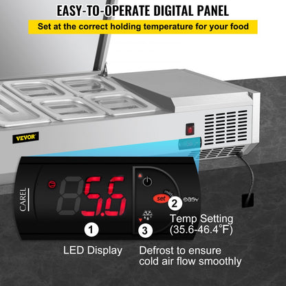 VRX1200/380LID - 48-Inch Commercial Refrigerated Prep Station with LED Display