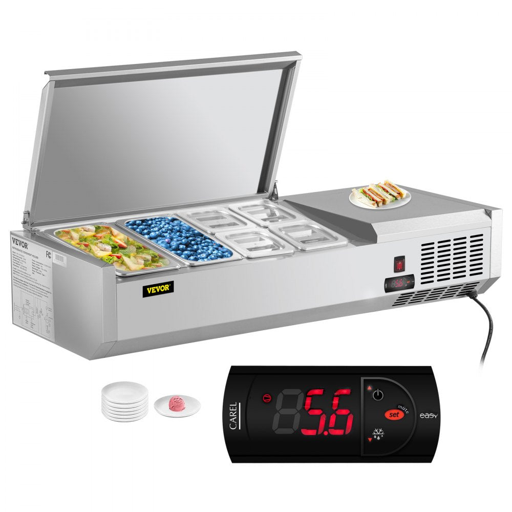 VRX1200/380LID - 48-Inch Commercial Refrigerated Prep Station with LED Display