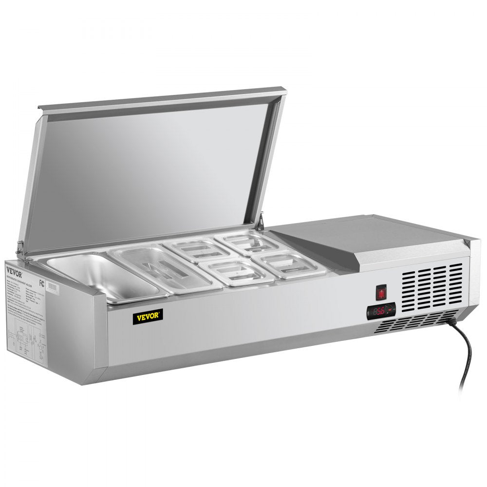 VRX1200/380LID - 48-Inch Commercial Refrigerated Prep Station with LED Display