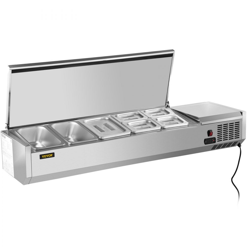 VRX1400/380LID - 55-Inch Refrigerated Prep Station with 7 Food Pans
