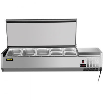 VRX1400/380LID - 55-Inch Refrigerated Prep Station with 7 Food Pans