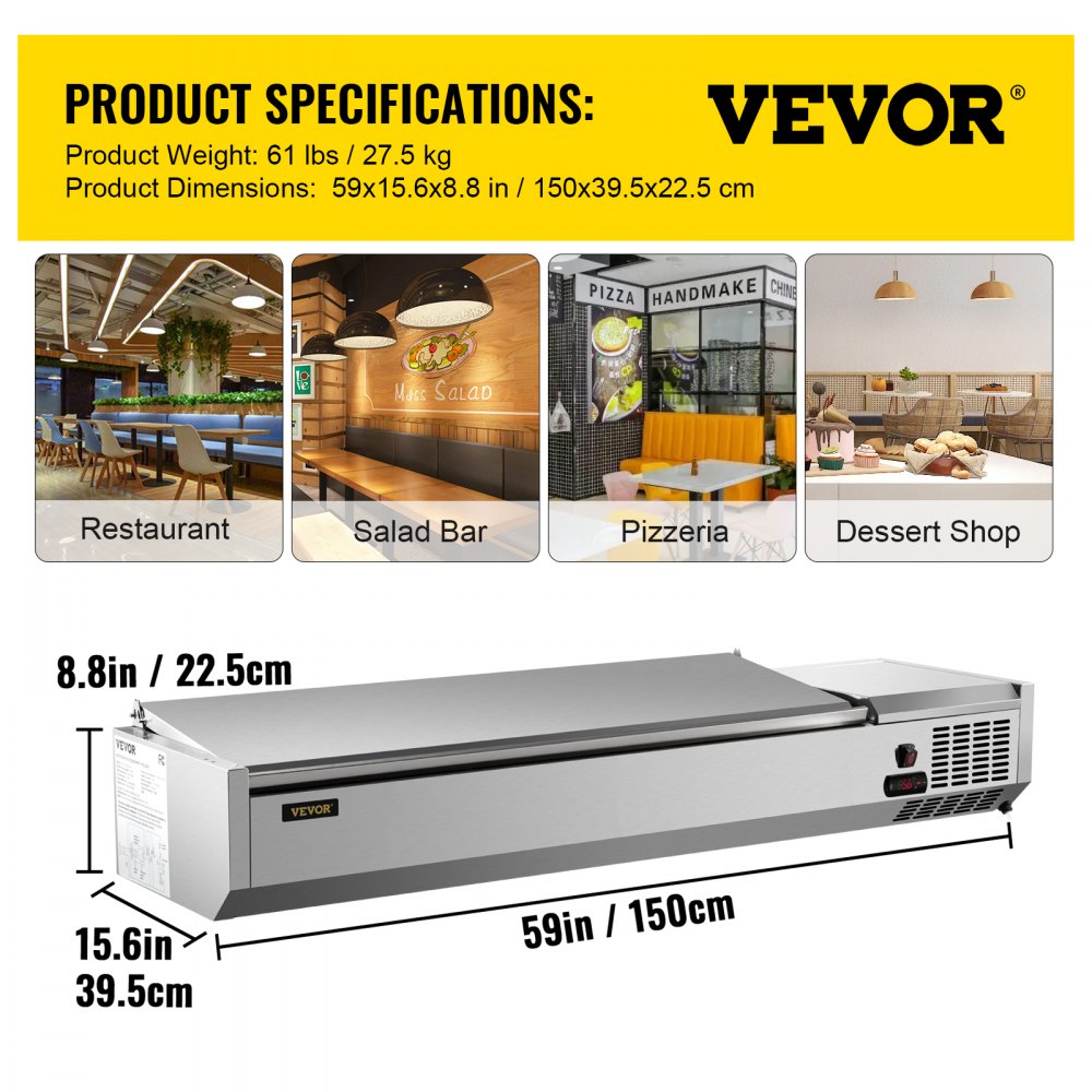 VRX1500/380LID - 60-Inch Refrigerated Prep Station for Sandwiches & Salads