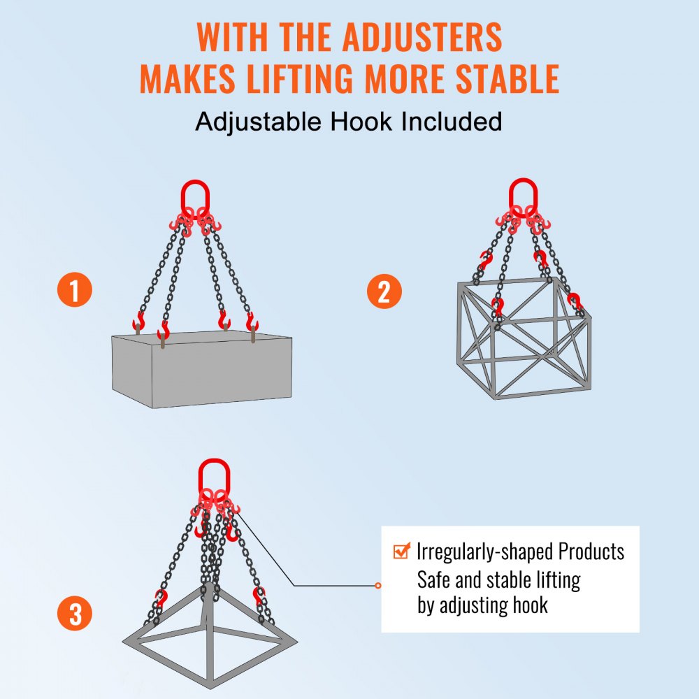 010796722797 - VEVOR 5' Chain Sling, 11,000 lbs Capacity, Adjustable Length