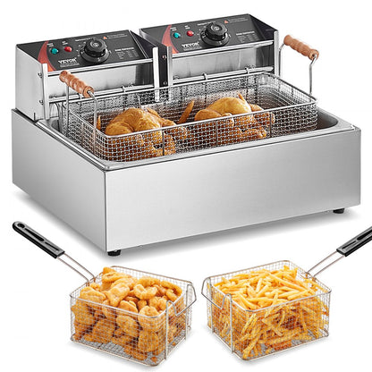 SC-83 - 18Qt Commercial Electric Deep Fryer with Dual Baskets and Thermostatic Control