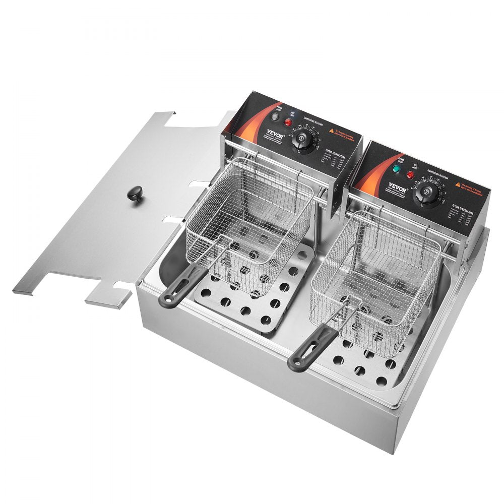 SC-83 - 18Qt Commercial Electric Deep Fryer with Dual Baskets and Thermostatic Control