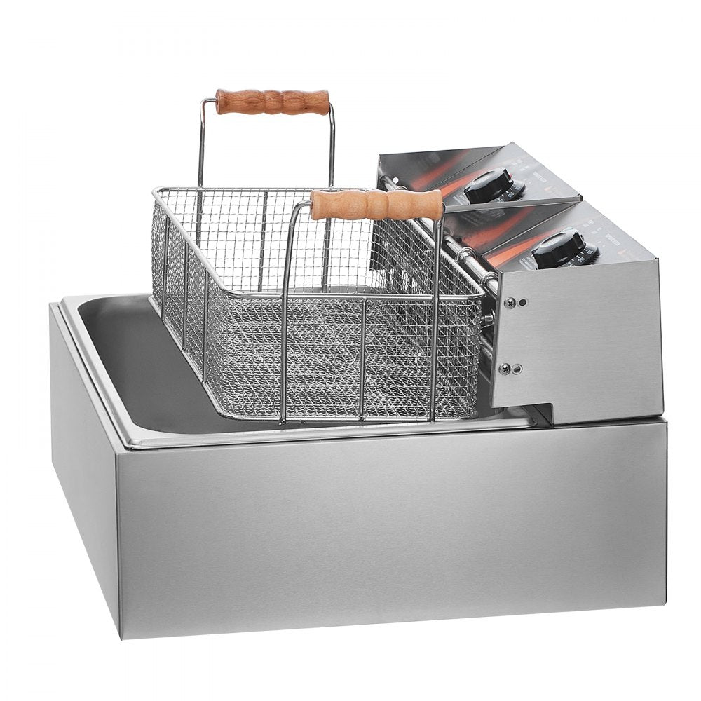 SC-83 - 18Qt Commercial Electric Deep Fryer with Dual Baskets and Thermostatic Control