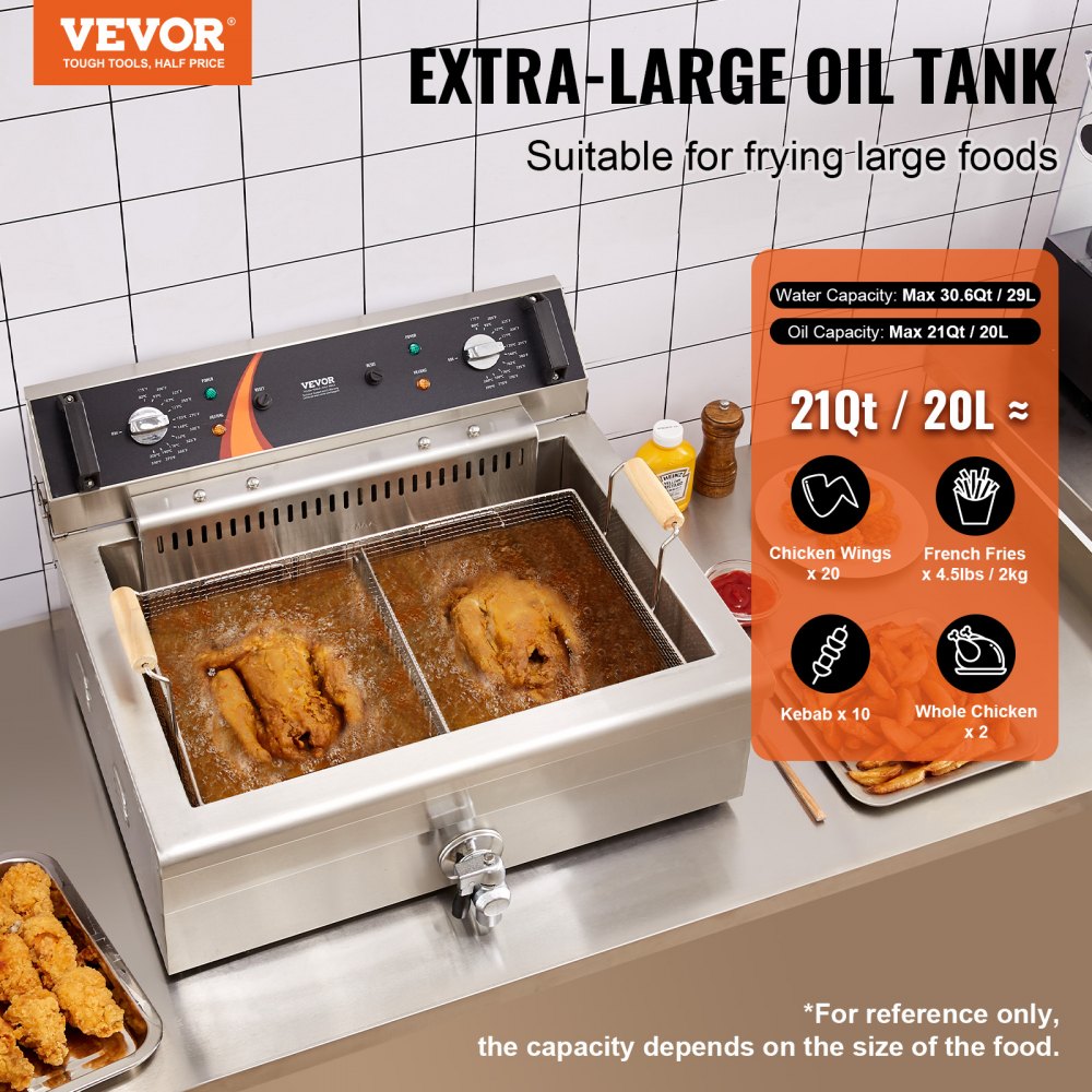 EF-201S - 30.6Qt Electric Deep Fryer with Dual Heating Elements