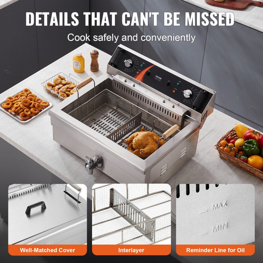 EF-201S - 30.6Qt Electric Deep Fryer with Dual Heating Elements