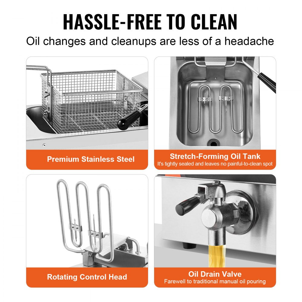 EF-6V - 9Qt Electric Deep Fryer with Timer & Cool-Touch Handle