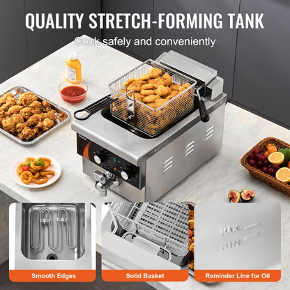 EF-6V - 9Qt Electric Deep Fryer with Timer & Cool-Touch Handle