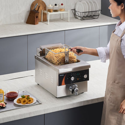 EF-6V - 9Qt Electric Deep Fryer with Timer & Cool-Touch Handle