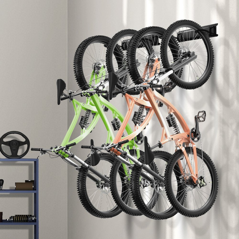JC24-ZXCZJ003 - Durable Wall-Mounted Bike Rack for 4 Bikes, 36" Rail