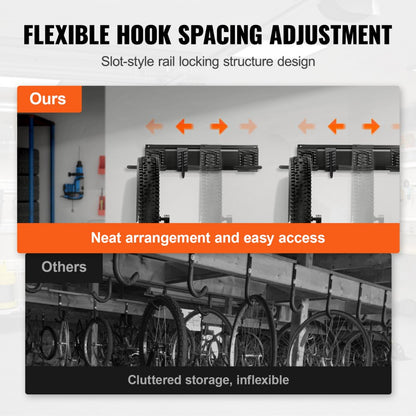 JC24-ZXCZJ008 - 72" Wall-Mounted Bike Rack for Up to 8 Bikes