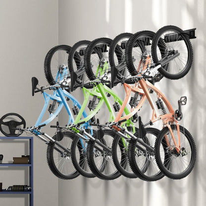 JC24-ZXCZJ009 - Heavy-Duty 85" Wall-Mounted Bike Rack for 6 Bikes